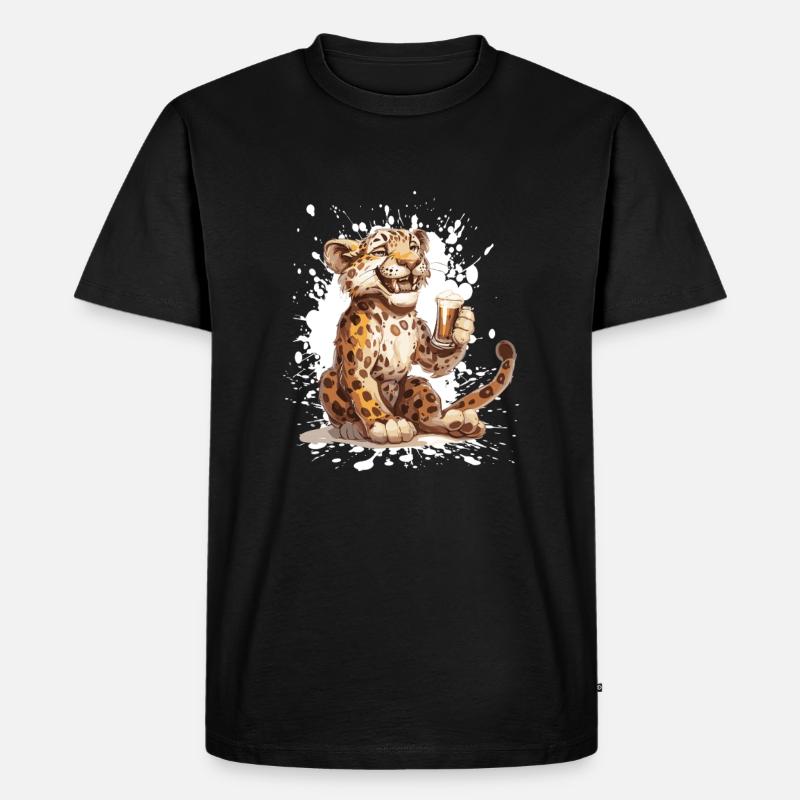 Leopard Bier Lustig - Männer Premium Bio T-Shirt - Schwarz