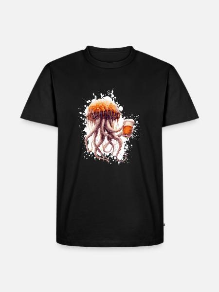Méduse bière drôle - T-shirt Premium bio Homme - noir