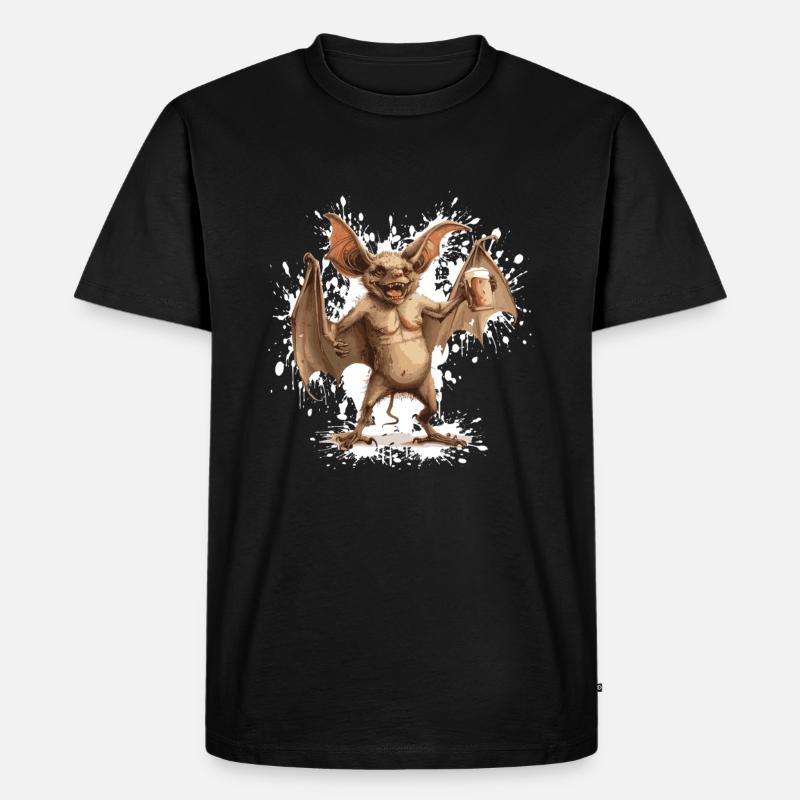 Fledermaus Bier Lustig - Männer Premium Bio T-Shirt - Schwarz