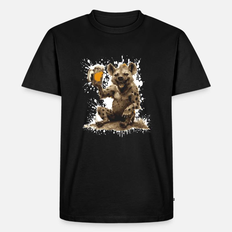 Hyäne Bier Lustig - Männer Premium Bio T-Shirt - Schwarz