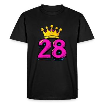 28 Nombre Couronne - T-shirt Premium bio Homme - noir - Devant - Nico (187cm)