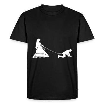 Laisse de couple nuptial de mariage - T-shirt Premium bio Homme - noir - Devant - Nico (187cm)