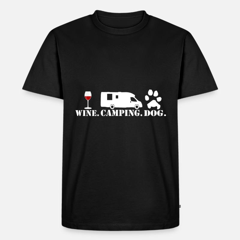 Rot Wein Hund Camping - Männer Premium Bio T-Shirt - Schwarz