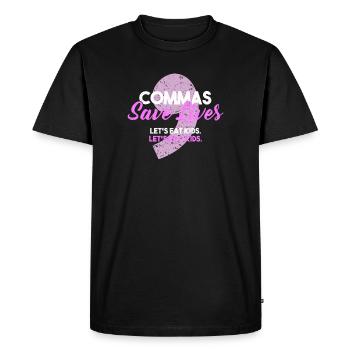 Des virgules sauvent des vies Des virgules sauvent des vies - T-shirt Premium bio Homme - noir - Devant - Nico (187cm)
