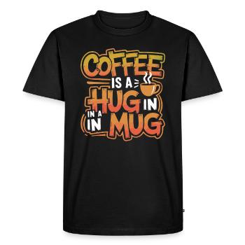 Câlin au café - T-shirt Premium bio Homme - noir - Devant - Nico (187cm)