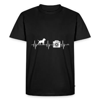 Amoureux des chiens photographie battement de cœur photographe chiens - T-shirt Premium bio Homme - noir - Devant - Nico (187cm)