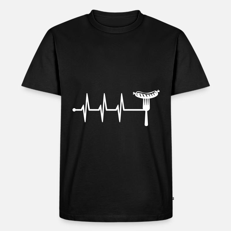 Bratwurst Fleisch Puls - Männer Premium Bio T-Shirt - Schwarz