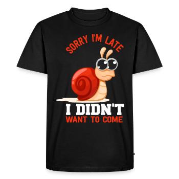 Snail Animal Speed Late Slow - Men's Premium Organic T-Shirt - black - Front - Nico (187cm)