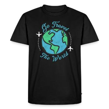 Voyager dans le monde - allez parcourir le monde! - T-shirt Premium bio Homme - noir - Devant - Nico (187cm)