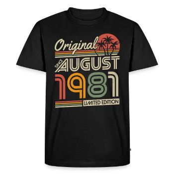 Original depuis Août 1981 Cadeau anniversaire - T-shirt Premium bio Homme - noir - Devant - Nico (187cm)