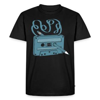 Une cassette de musique rétro avec un crayon - T-shirt Premium bio Homme - noir - Devant - Nico (187cm)
