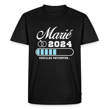 Homme Futur Marié 2024 Humour Cadeau - T-shirt Premium bio Homme - noir - Devant - Nico (187cm)