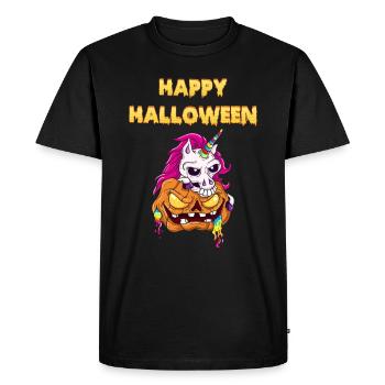 Pumkin unicorn - Men's Premium Organic T-Shirt - black - Front - Nico (187cm)