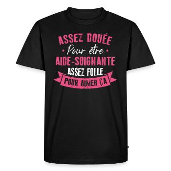 Assez douée pour devenir aide-soignante - T-shirt Premium bio Homme - noir - Devant - Nico (187cm)