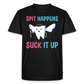 L’hygiéniste crache arrive Suck It Up Assistant dentaire - T-shirt Premium bio Homme - noir - Devant - Nico (187cm)