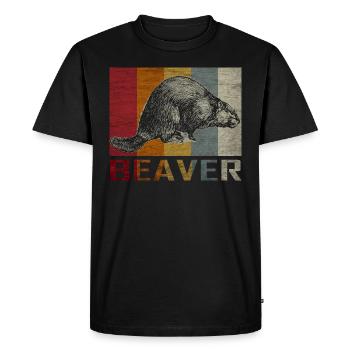 Castor Castor rat animaux rongeur cadeau rétro - T-shirt Premium bio Homme - noir - Devant - Nico (187cm)