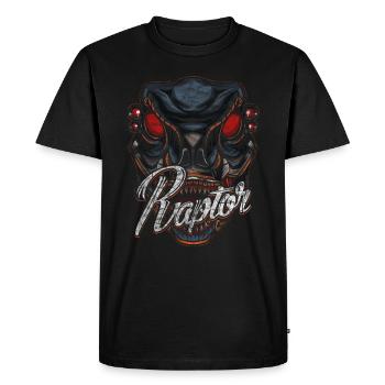 Cyborg Raptor Dinosaur Scifi - Men's Premium Organic T-Shirt - black - Front - Nico (187cm)
