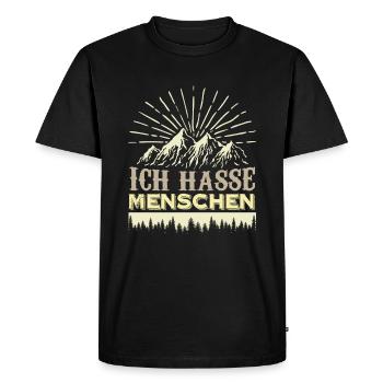 Ich hasse menschen - Männer Premium Bio T-Shirt - Schwarz - Vorne - Nico (187cm)