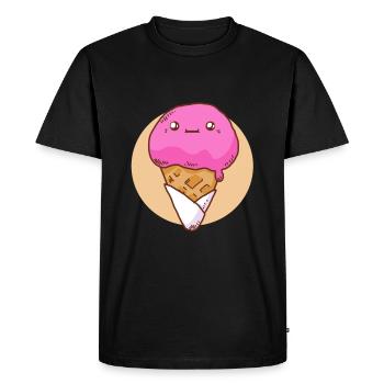 Crème glacée molle Crème glacée à la fraise Crème glacée sucrée - T-shirt Premium bio Homme - noir - Devant - Nico (187cm)
