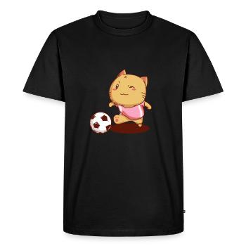 Football cat soccer player kitten pet - Men's Premium Organic T-Shirt - black - Front - Nico (187cm)