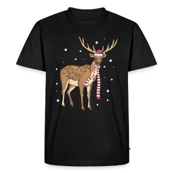 Renne neige cadeau de Noël - T-shirt Premium bio Homme - noir - Devant - Nico (187cm)