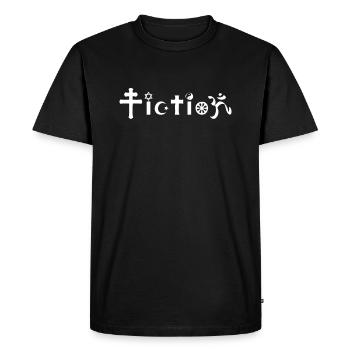 La religion C’est juste de la fiction, athée, anti-religion - T-shirt Premium bio Homme - noir - Devant - Nico (187cm)