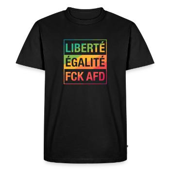 Liberté Égalité FCK AFD shirt - Men's Premium Organic T-Shirt - black - Front - Nico (187cm)
