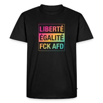 Liberté Égalité FCK AFD Shirt - Männer Premium Bio T-Shirt - Schwarz - Vorne - Nico (187cm)