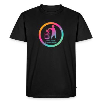 FCK NZS - Die Welt ist bunt! - Gegen Rechts - Männer Premium Bio T-Shirt - Schwarz - Vorne - Nico (187cm)