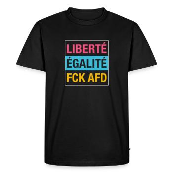 Liberté Égalité FCK AFD shirt - Men's Premium Organic T-Shirt - black - Front - Nico (187cm)