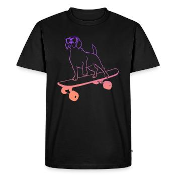 Skateboard Skating Dog with Skateboarder - Men's Premium Organic T-Shirt - black - Front - Nico (187cm)