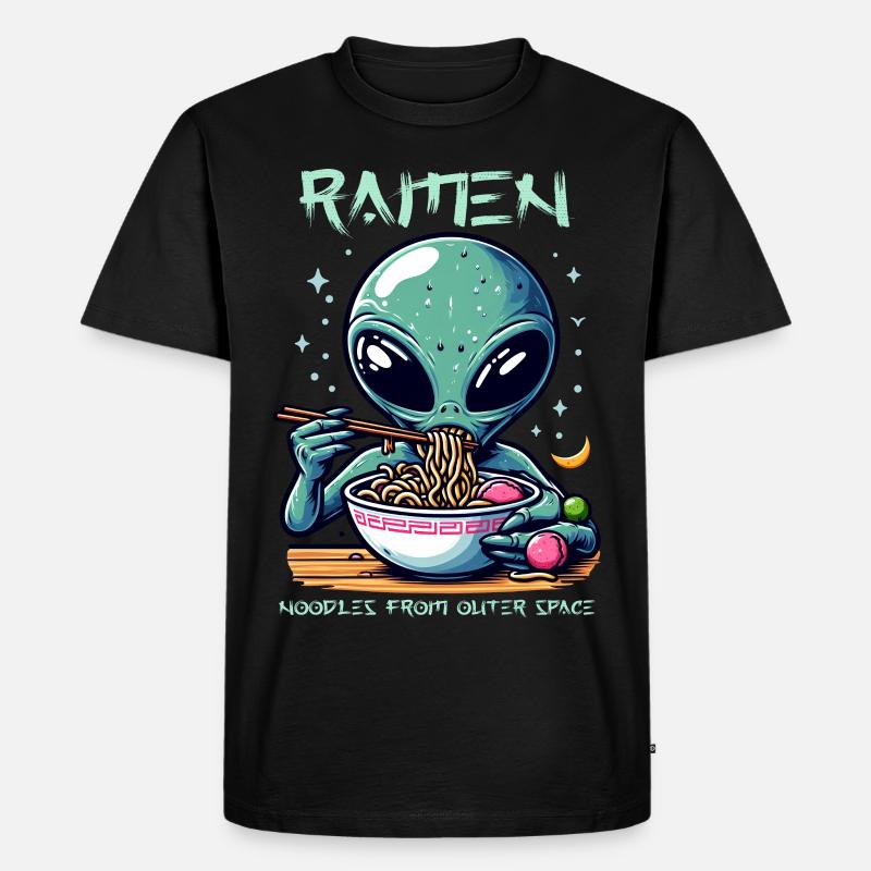 Outer Space Ramen Alien Nudeln - Männer Premium Bio T-Shirt - Schwarz