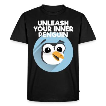 Libérez le pingouin qui sommeille en vous - Penguin Funny - T-shirt Premium bio Homme - noir - Devant - Nico (187cm)