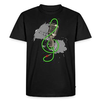 Retro microphone vintage karaoke singer podcast DJ - Men's Premium Organic T-Shirt - black - Front - Nico (187cm)