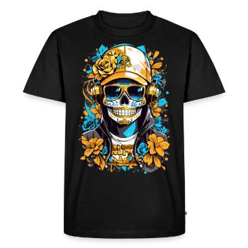 Crâne de sucre doré - T-shirt Premium bio Homme - noir - Devant - Nico (187cm)
