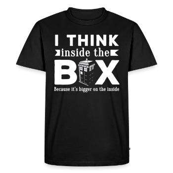 Doctor Who I think inside the police phone box - Men's Premium Organic T-Shirt - black - Front - Nico (187cm)