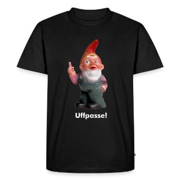 Der alemannische Gartenzwerg Uffpasse - Männer Premium Bio T-Shirt - Schwarz - Vorne - Nico (187cm)