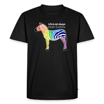 Colorful zebra rainbow. Positive saying Gift - Men's Premium Organic T-Shirt - black - Front - Nico (187cm)