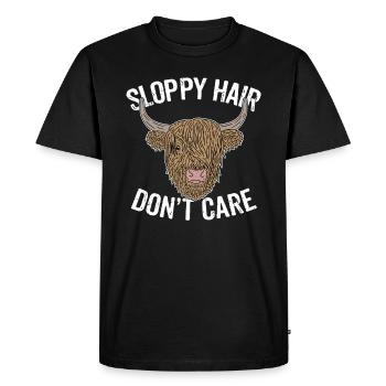 Highland highland cattle cow hairstyle hair humor - Men's Premium Organic T-Shirt - black - Front - Nico (187cm)