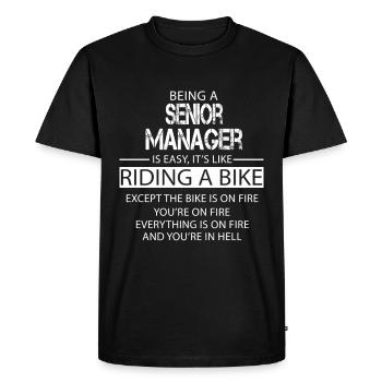 Senior Manager - Men's Premium Organic T-Shirt - black - Front - Nico (187cm)