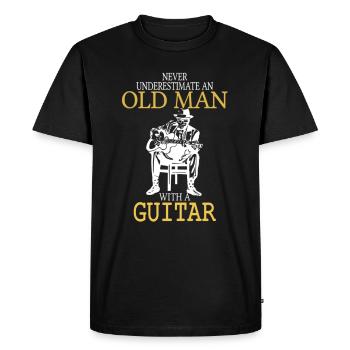 Never Underestimate An Old Man With A Guitar .png - Men's Premium Organic T-Shirt - black - Front - Nico (187cm)