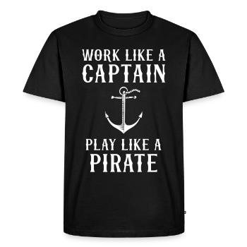 Work Like A Captain Play Like A Pirate - Men's Premium Organic T-Shirt - black - Front - Nico (187cm)