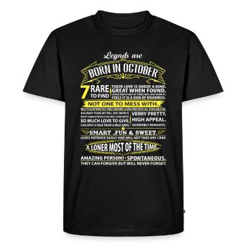 Legends Are Born In October - Men's Premium Organic T-Shirt - black - Front - Nico (187cm)