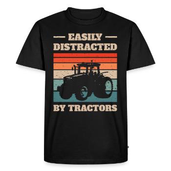 Easily Distracted By Tractors III - Men's Premium Organic T-Shirt - black - Front - Nico (187cm)