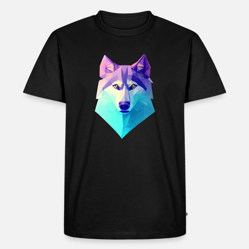 Husky Hund Polygon - Männer Premium Bio T-Shirt - Schwarz