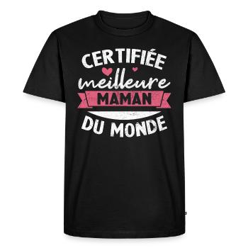 Certifiée meilleure maman du monde - T-shirt Premium bio Homme - noir - Devant - Nico (187cm)