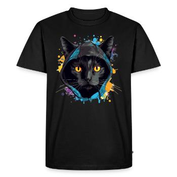 Tête de chat Noir Chat Bombay Chat heureux Chats - T-shirt Premium bio Homme - noir - Devant - Nico (187cm)