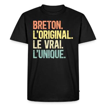 Breton L'Original Le Vrai L'Unique Homme Breton - T-shirt Premium bio Homme - noir - Devant - Nico (187cm)
