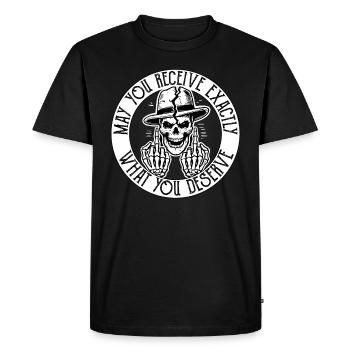 Edgy Skeleton Design - Dark Humor Statement Art - Men's Premium Organic T-Shirt - black - Front - Nico (187cm)