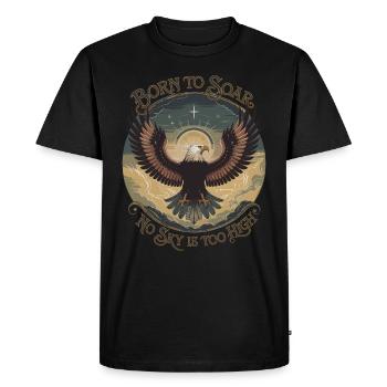 Born to Soar | Majestic Eagle & Freedom Quote - Men's Premium Organic T-Shirt - black - Front - Nico (187cm)